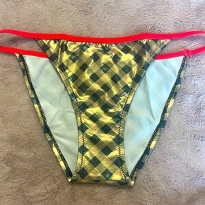 2 for $40 - Pistol Panties - Gold Checkered Bikini Bottoms - Size 12 - BNWOT